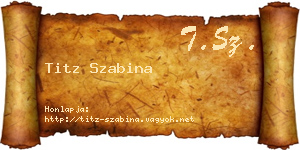 Titz Szabina névjegykártya